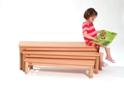 SET 3 BANCS GIGOGNES Nathan en bois massif avec chants arrondis